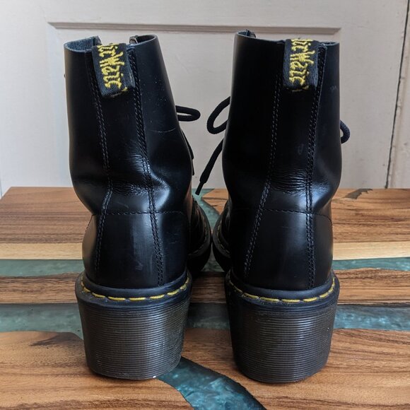 Dr. Martens Black Combat Boots Fractured knee cap.  Will not be wearing - Picture 4 of 6